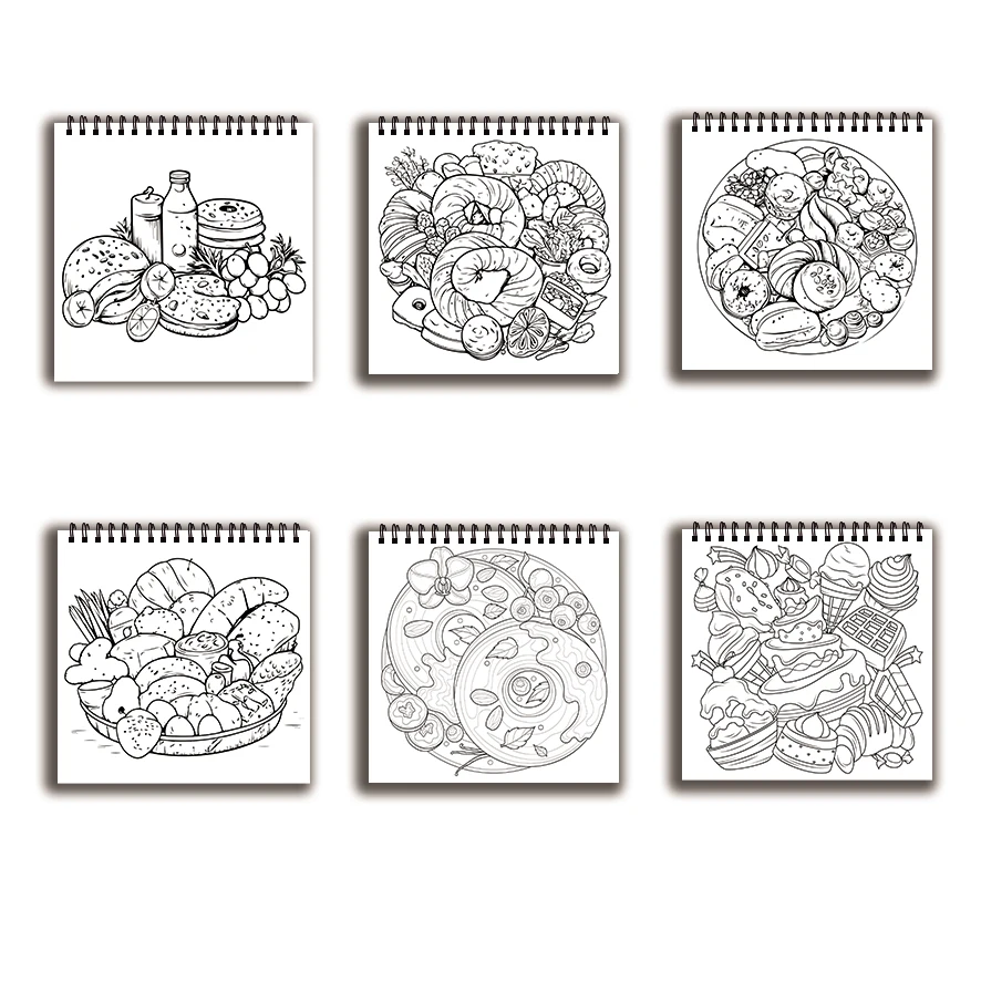 Libro da colorare - 8,27 x 8,27 pollici 32 pagine di delizioso libro da colorare con cibo - regalo ideale per la famiglia o gli amici