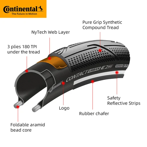Imagen 2 del producto Neumático plegable urbano Continental Contact 16 pulgadas 35-349 16x1,35 BMX Brompton neumático de bicicleta plegable 180TPI neumático Safety Pro