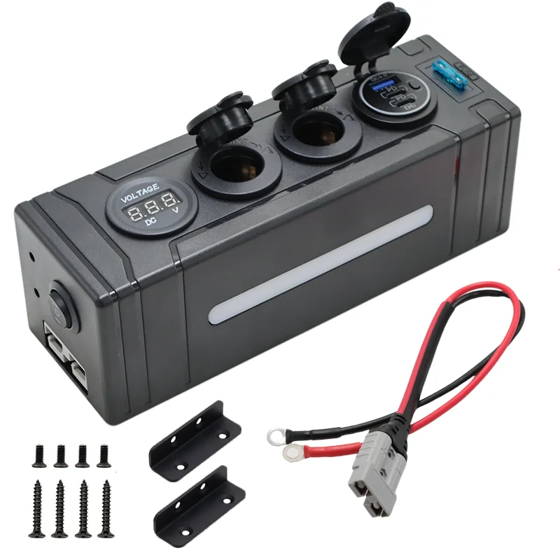 12V/24V RV Power Distribution Panel with USB QC3.0 Charger, Waterproof Electrical Control Box Hub for Automotive Marine Use