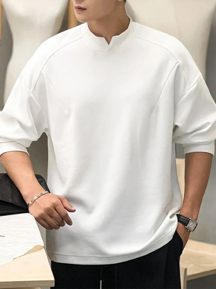 

American Sle Men's V-Ne Base irt Double-Sided Fce Long Sve Warm Versatile Sweatirt oulder Enhancing Autumn Wi...