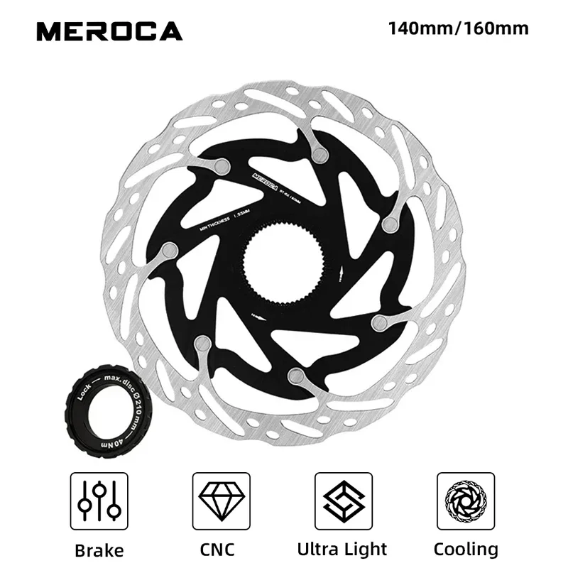 

MEROCA Rt-rx 140mm 160mm Ultra-light Heat Dissipation Bicycle Disc Brake RotorMountain Bike Center Lock Disc Brake