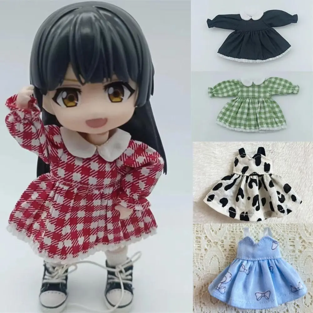 Handgemachte Puppe bedruckte Kleider für 1/11 ob11 Puppen Outfits Lotus blatt Ärmel Kleider Puppe Kleidung Rock für 1/12 bjd Puppen kleiden