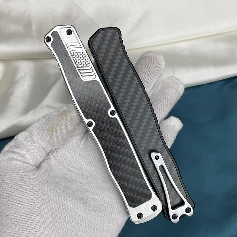 

Micro OTF Knife D2 Steel Blade high hardness Carbon fiber patch Aluminum Alloy Handle Outdoor Camping Self Defense Pocket Knife