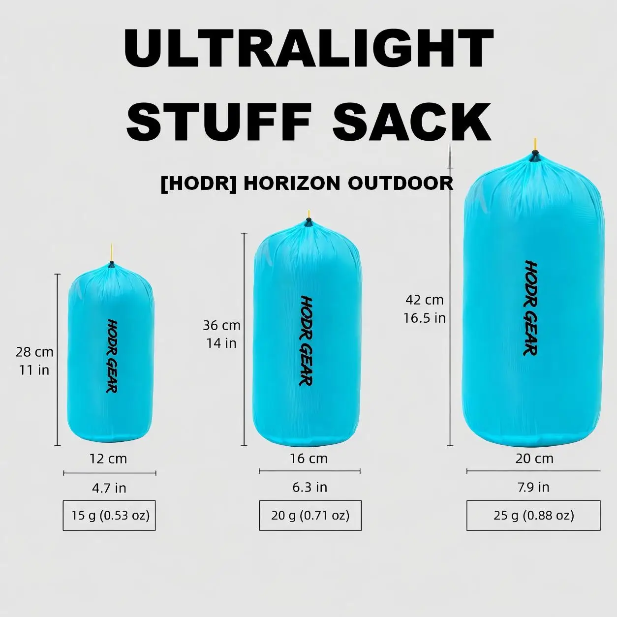 [HODR GEAR] Stuff Sack Ultra-SIL Ripstop Ultraleichte Wasserabweisende Aufbewahrungsbeutel mit Kordelzug für Reisen, Wandern und Backpacking