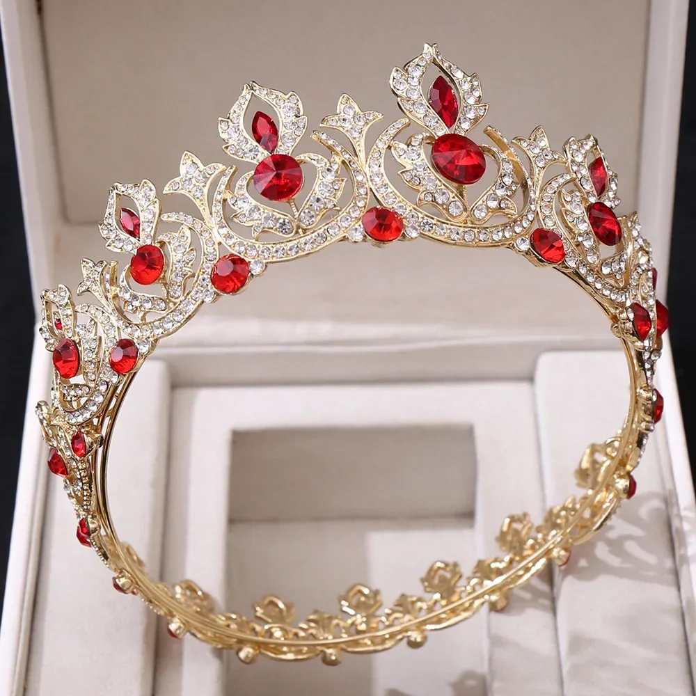 Fashion Full Round Gold Silver Tiara Green Crystal Golden Pageant Crowns Custom Made Tiara