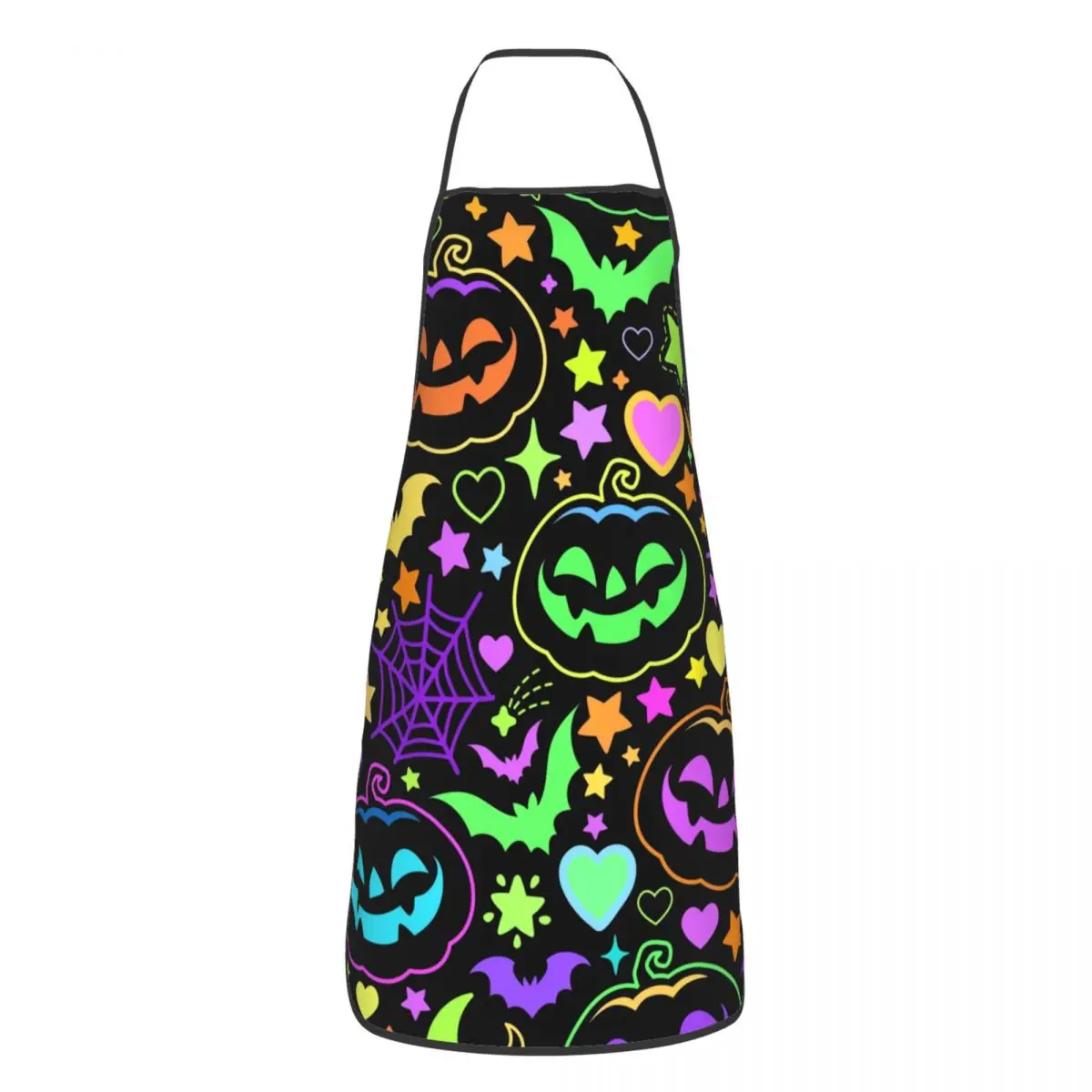 Custom Unisex Halloween Pumpkins Spider And Bats Bib Apron Adult Women Men Chef Tablier Cuisine for Cooking Kitchen Gardening