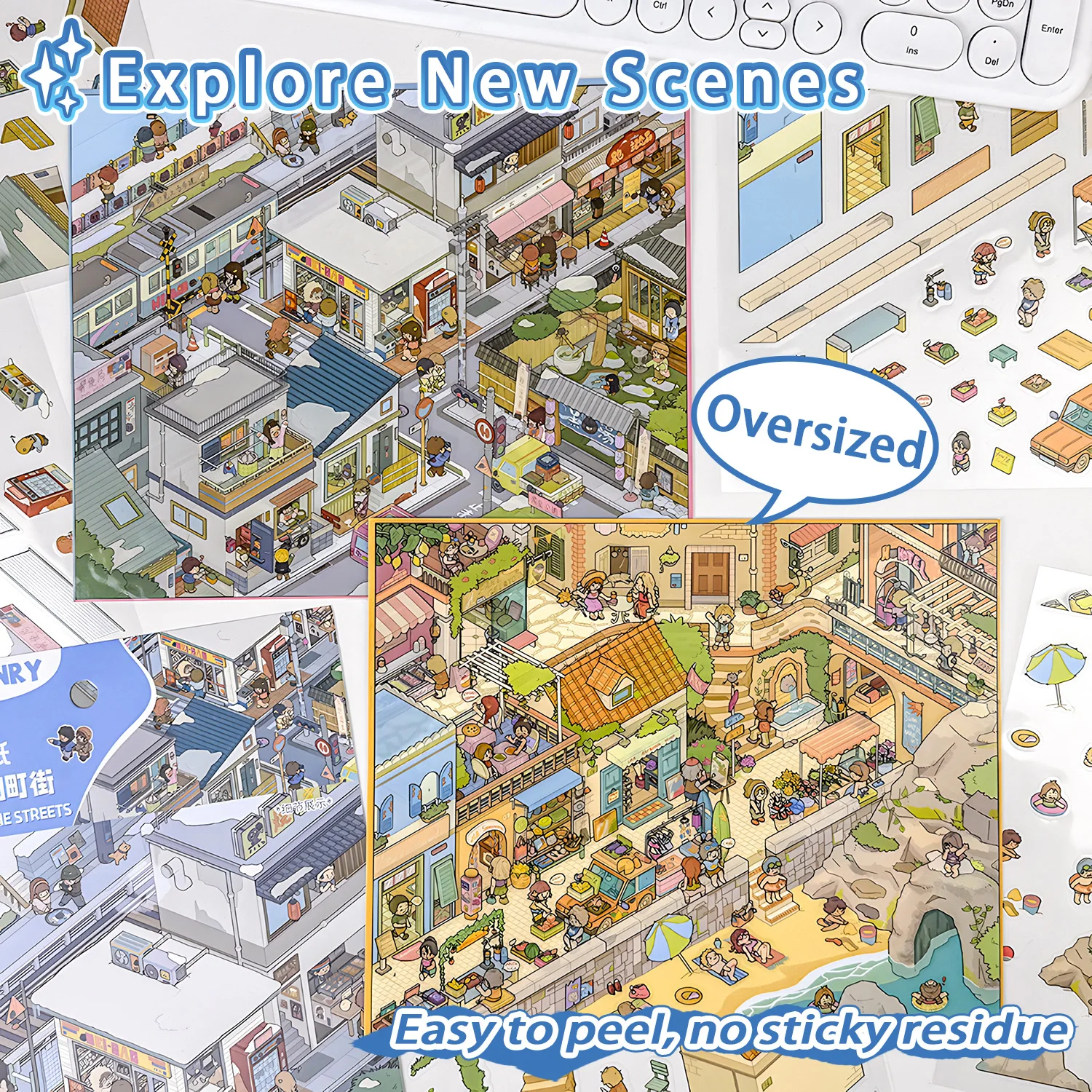 

HEYBAO DIY 3D Mini World Cartoon Scene Sticker Book, 34 Styles Pocket House, For Kids & Students, Wholesale Available
