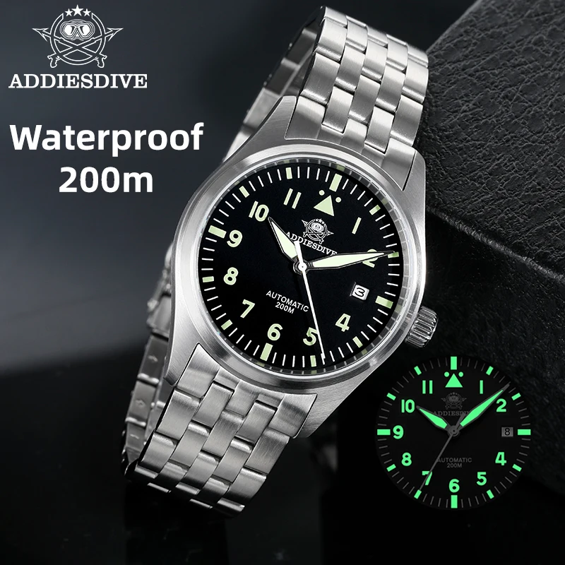 ADDIESDIVE Orologi da uomo Luxury Business Leisure Orologio meccanico automatico da uomo Fluorescente impermeabile 8215 316L Acciaio inossidabile
