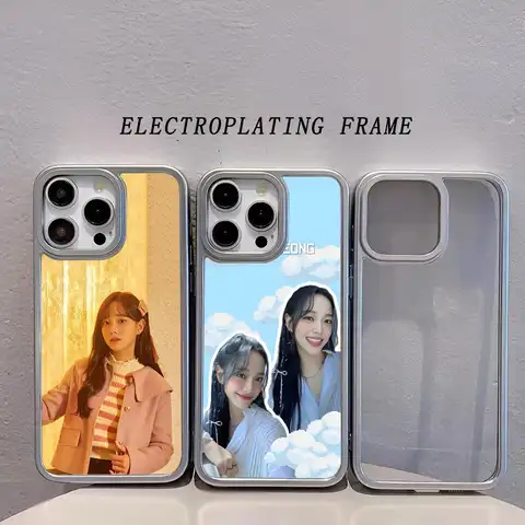 배우 K-Kim S-SeJeong 전화 케이스 Iphone 16-11 Pro Max Xr X Xs 8 7 Plus 전기도금 프레임