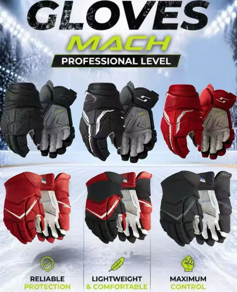 2026 New Professional Fuse Flylight Mach XF PRO Ice Hockey Gloves Abrasion-resistant Fabric 10 11 12 13 14 15 Inch Hockey Gloves