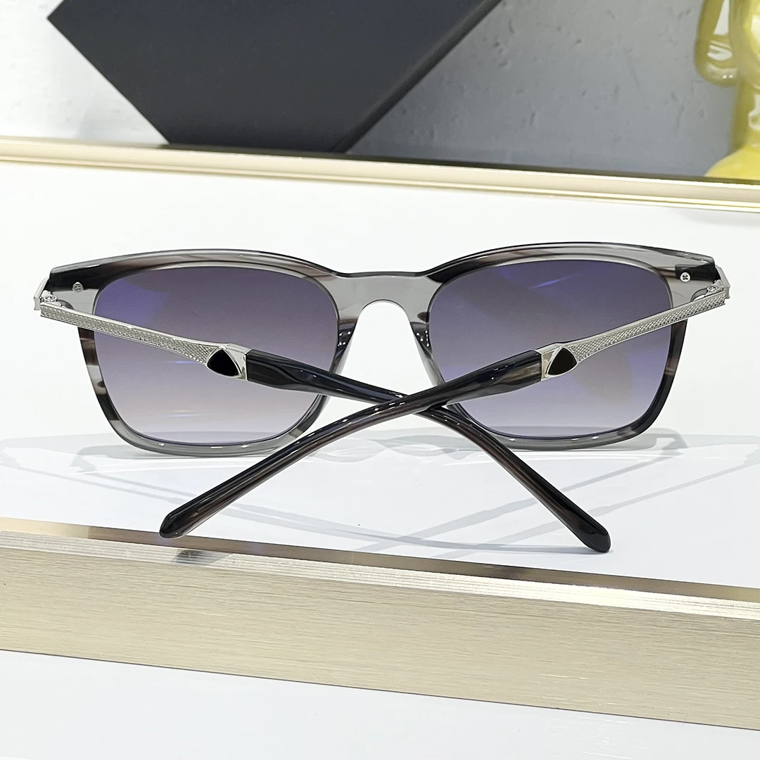 نظارات شمسية رمادية كاجوال مربعة الشكل مصنوعة من ألياف الأسيتات الألمانية المصممة خصيصًا للنساء لقضاء العطلات نظارات سوداء للرجال أثناء القيادة