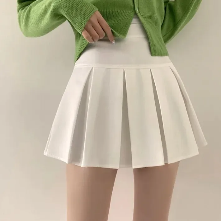 

Шикарная летняя плиссированная юбка с высокой талией, укороченная, в стиле ретро, школьный стиль, с защитой от просвечивания, А-силуэт, для женщин, приятная к телу, B...