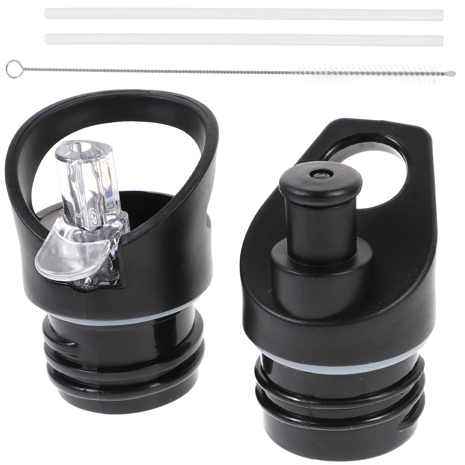 

2 Pcs Sink Kids Straw Water Bottle Suction Nozzle Cover for Daily Use Toddler Black