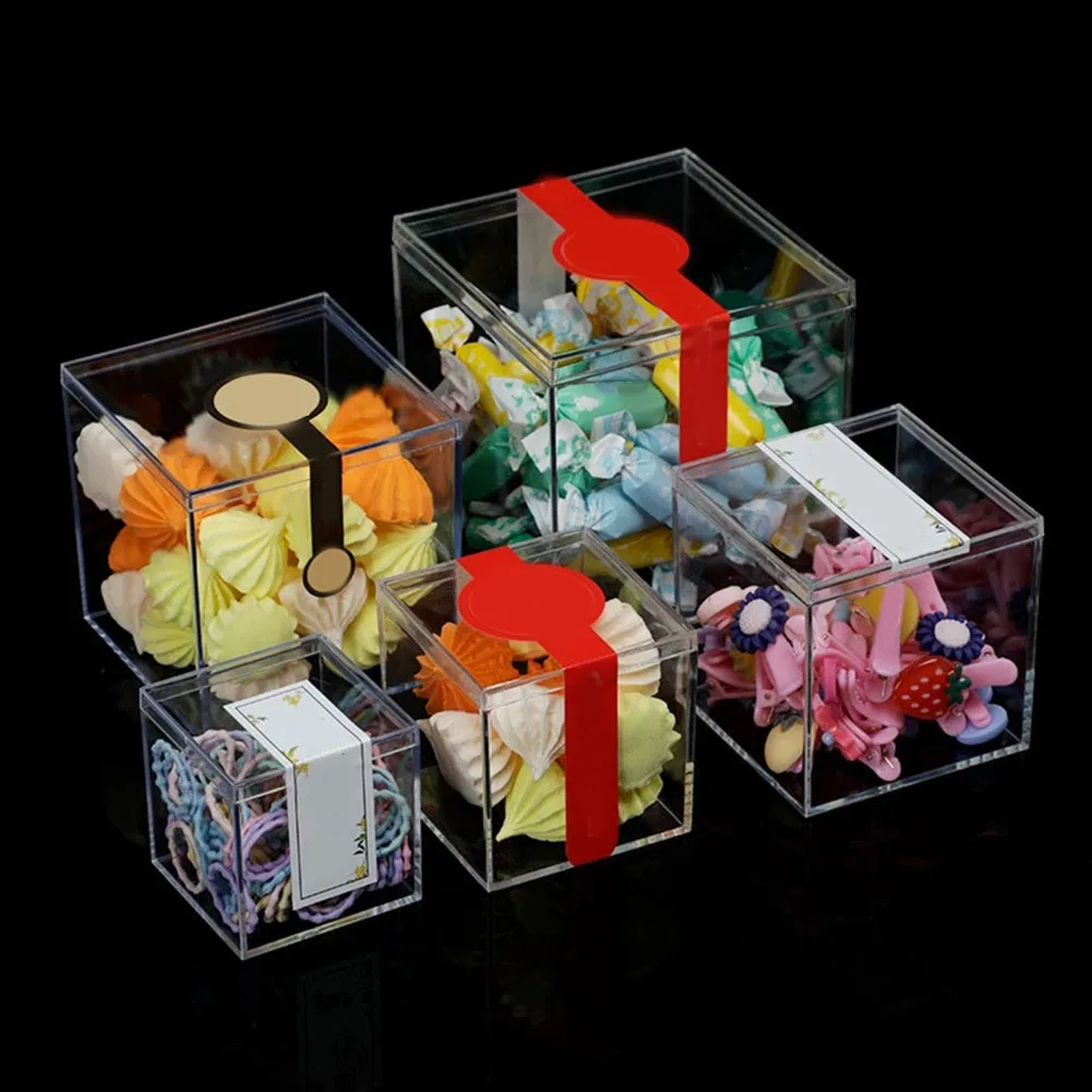 Clear Acrylic Storage Boxes Candy Box Wedding Party Gift Packing Containers For Jewelry Necklaces DIY Nail Tools Storage Boxes