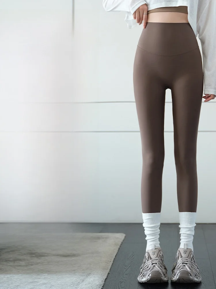 2025년 신상 여성 아크스킨 팬츠 하이웨이스트 얇은 요가 피트니스 바지 아이스 실크 여름 밀리터리 엉덩이 리프팅