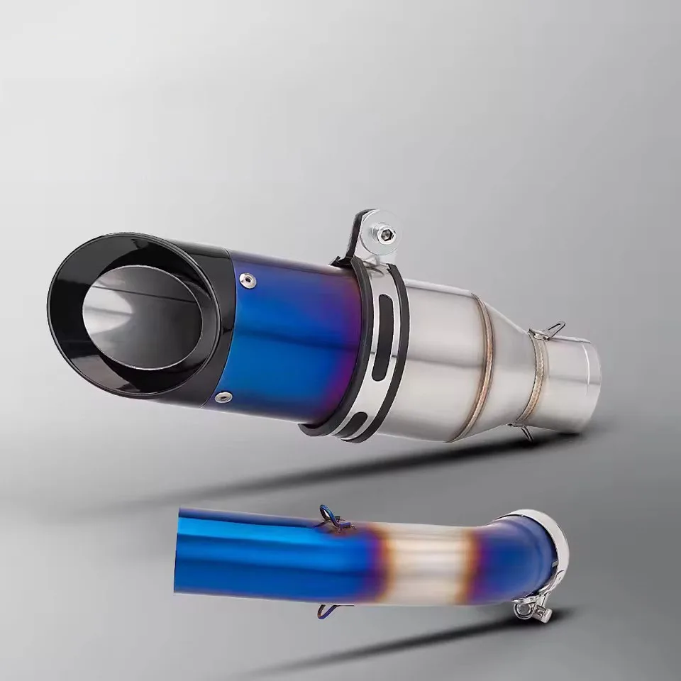 

For KTM Duke 390 250 390ADV 20-24 Adventure 250 390 Motorcycle Exhaust 51MM Mid Link Pipe Escape Slip-On With Blue Muffler Tips