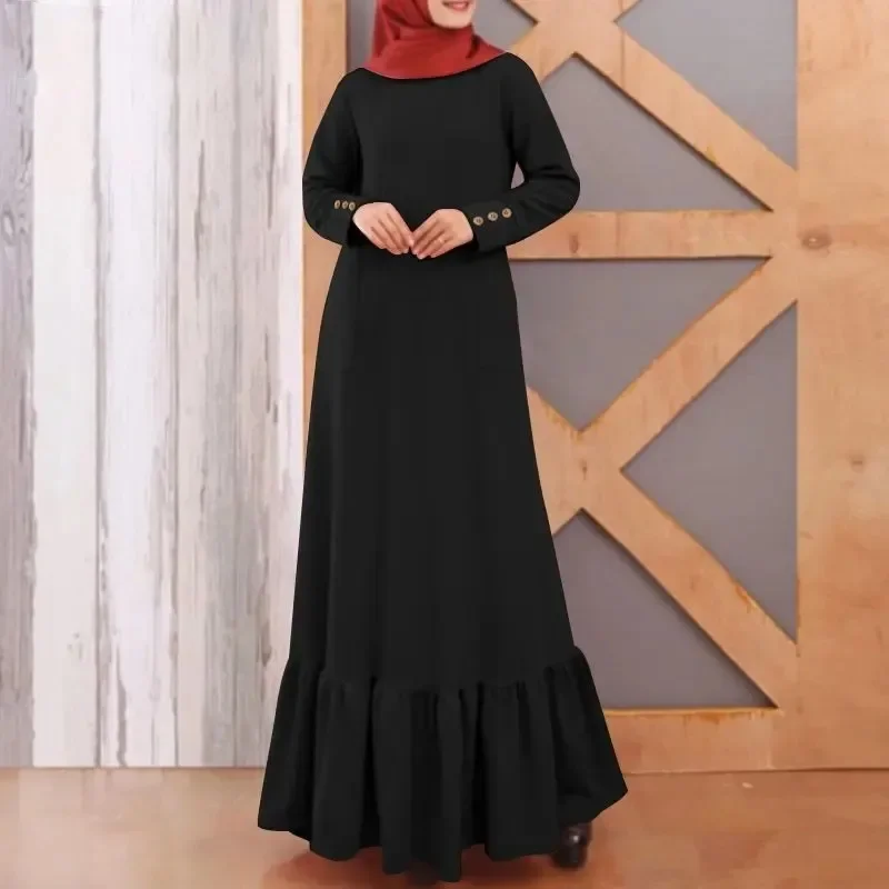 Women Abaya African Arab Eid Muslim Solid Long Robe Loose Fit Ramadan Morocco Islam Kaftan Modest Casual Spring 2024 Spliced