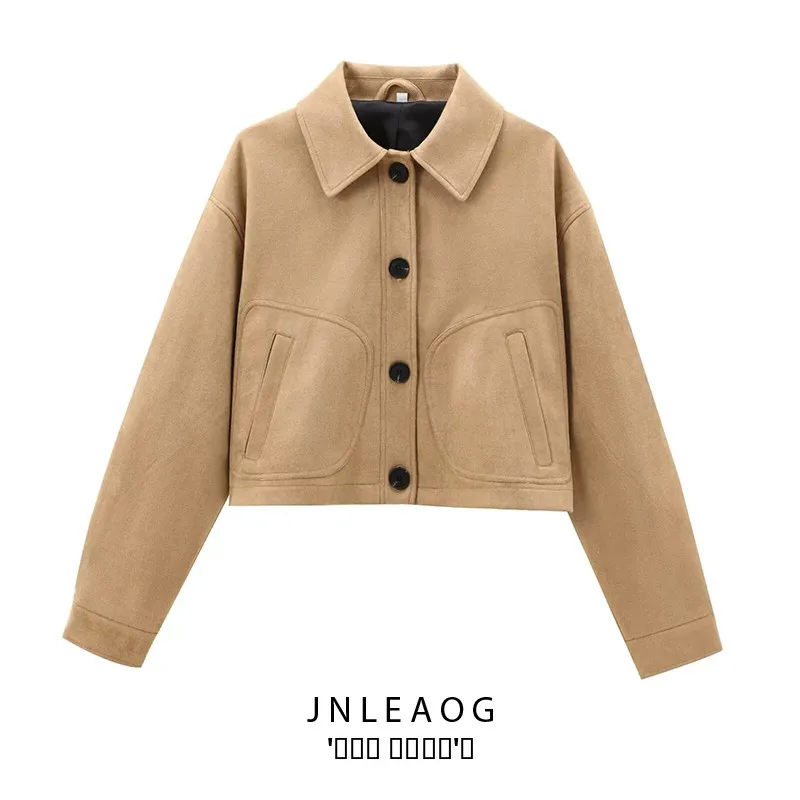 Faionable Pure Leather Or Jaet Capispalla da donna Autunno New Sle JNLEAOG Cappotto versatile Tessuto in poliestere Lungo Sve