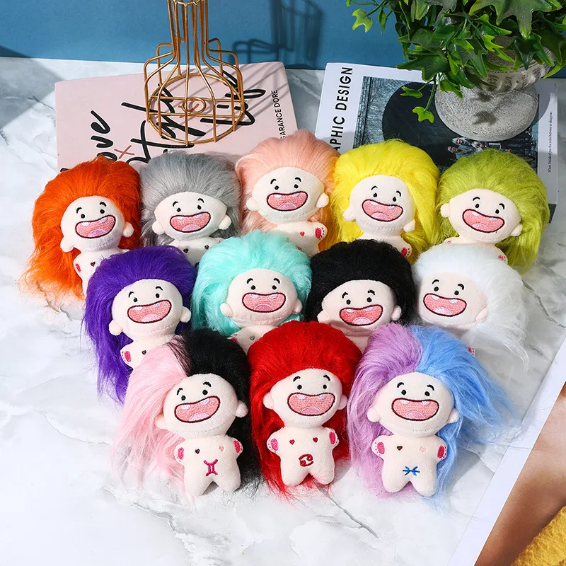 Creatieve Schattige Gebakken Hair12 Constellatie Pluche Pop Speelgoed Grappige Cartoon Sleutelhanger Rugzak Hanger Verjaardag Kerstfeest Cadeau