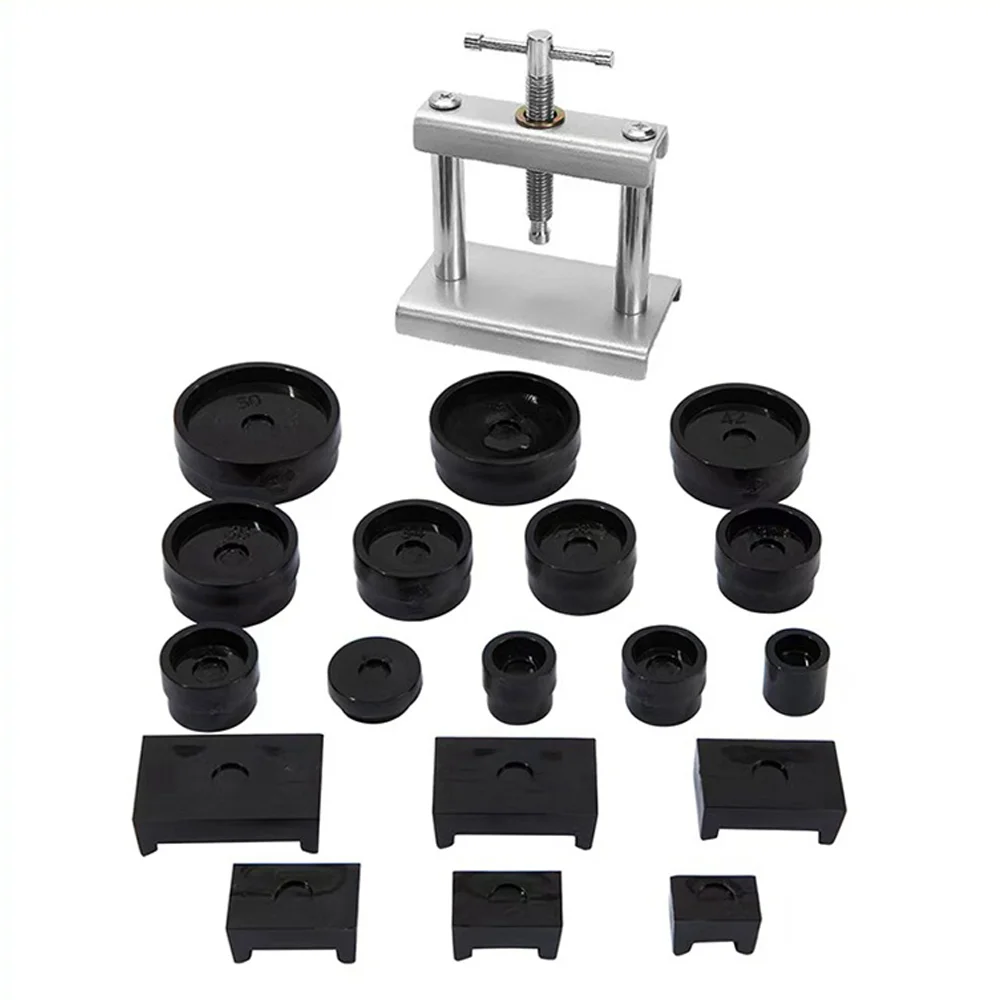 

Набор инструментов для ремонта часов: пресс для часов с 16/22 пресс-пластирами, пробойник для отверстий под ушко, салфетка для удаления пыли, изогнутый нож, пресс для ремонта крышек, инструмент для замены батареек