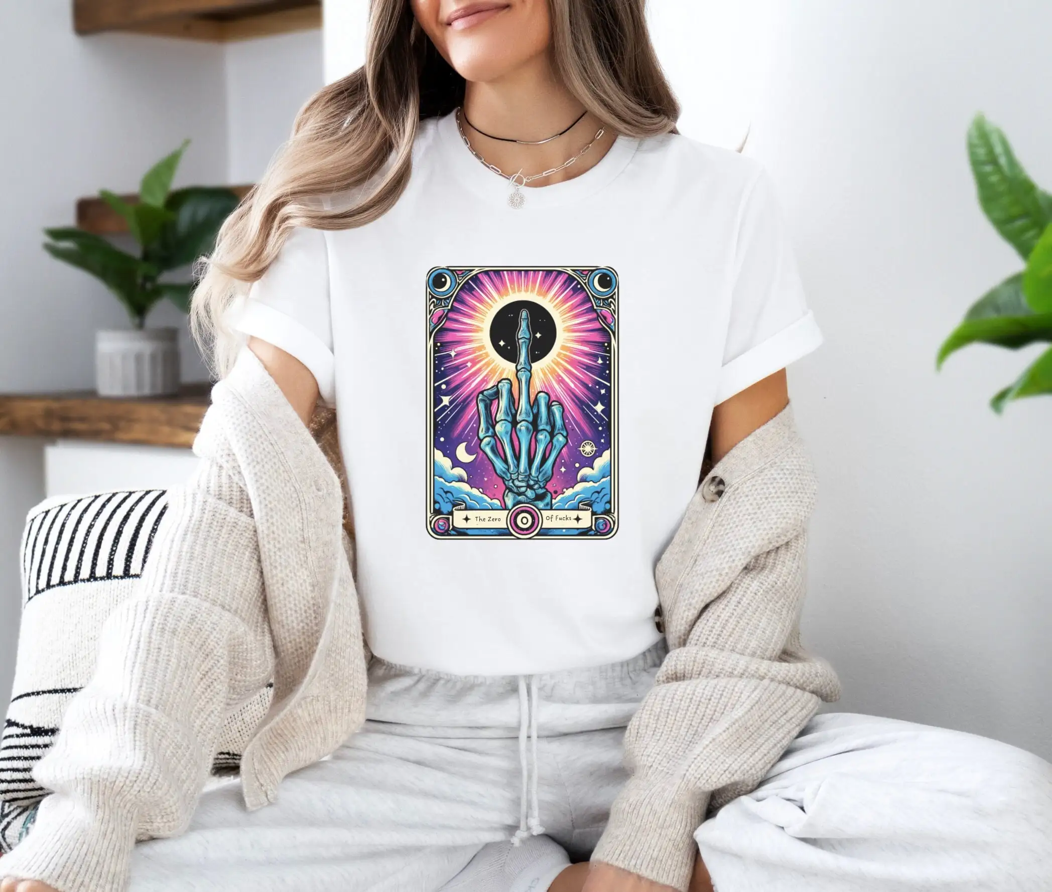 Skeleton Tarot Card Womens T Shirt Sweary Sarcastic Funny Skull Cotton