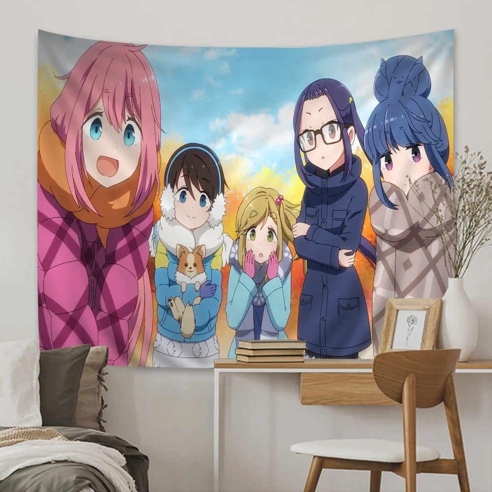 Yuru Camp Tapestry Anime Tapestry Hanging Tarot Hippie Wall Rugs Dorm Wall Hanging Sheets