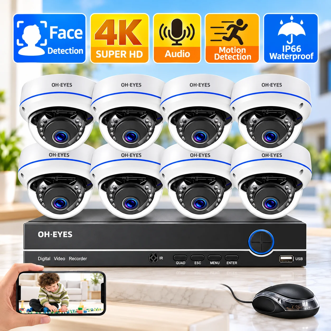 Cctv Nvr System 8 Channel 4K Poe - Kit de sistema de cámaras IP