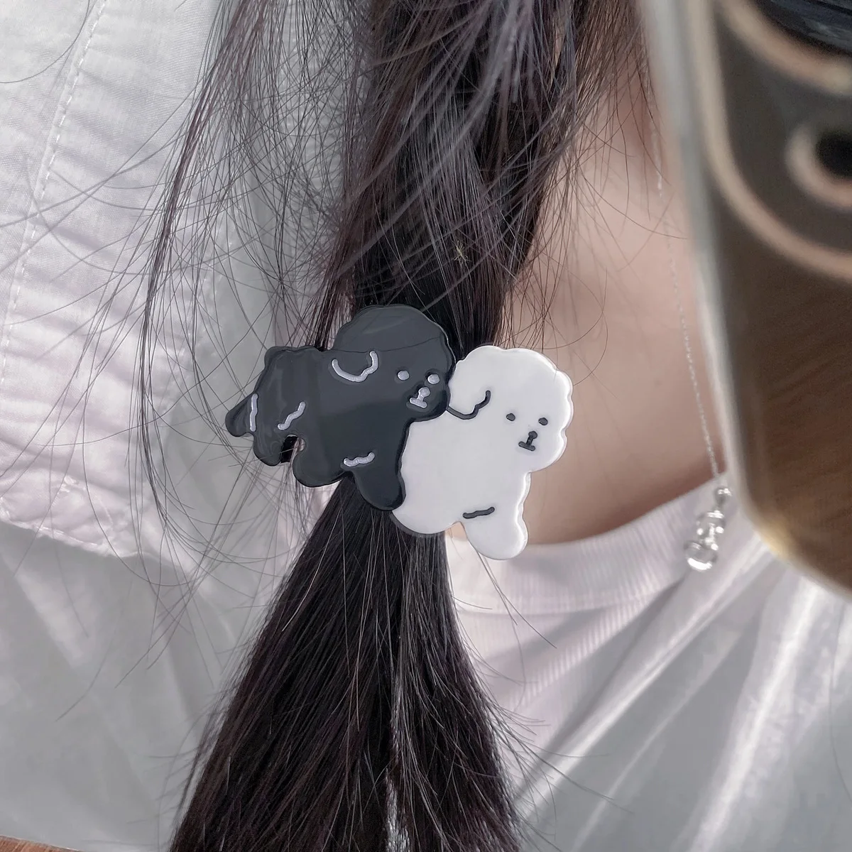 Cute dog acetic acid hair band high elastic ponytail headband cartoon hair rope hair accessories headgear rubber band