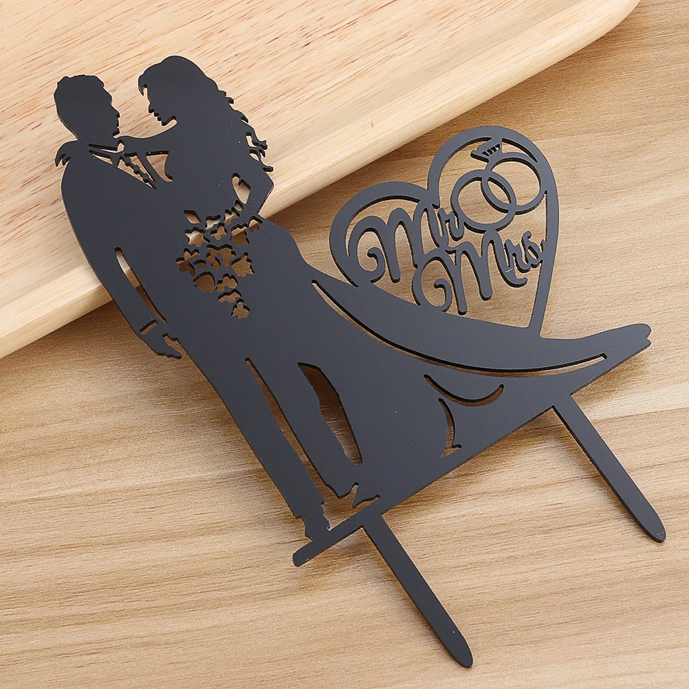 

2Pcs Acrylic Wedding Cake Toppers Elegant Bride Groom Design Anniversary Celebration Decor Wedding Cake Toppers