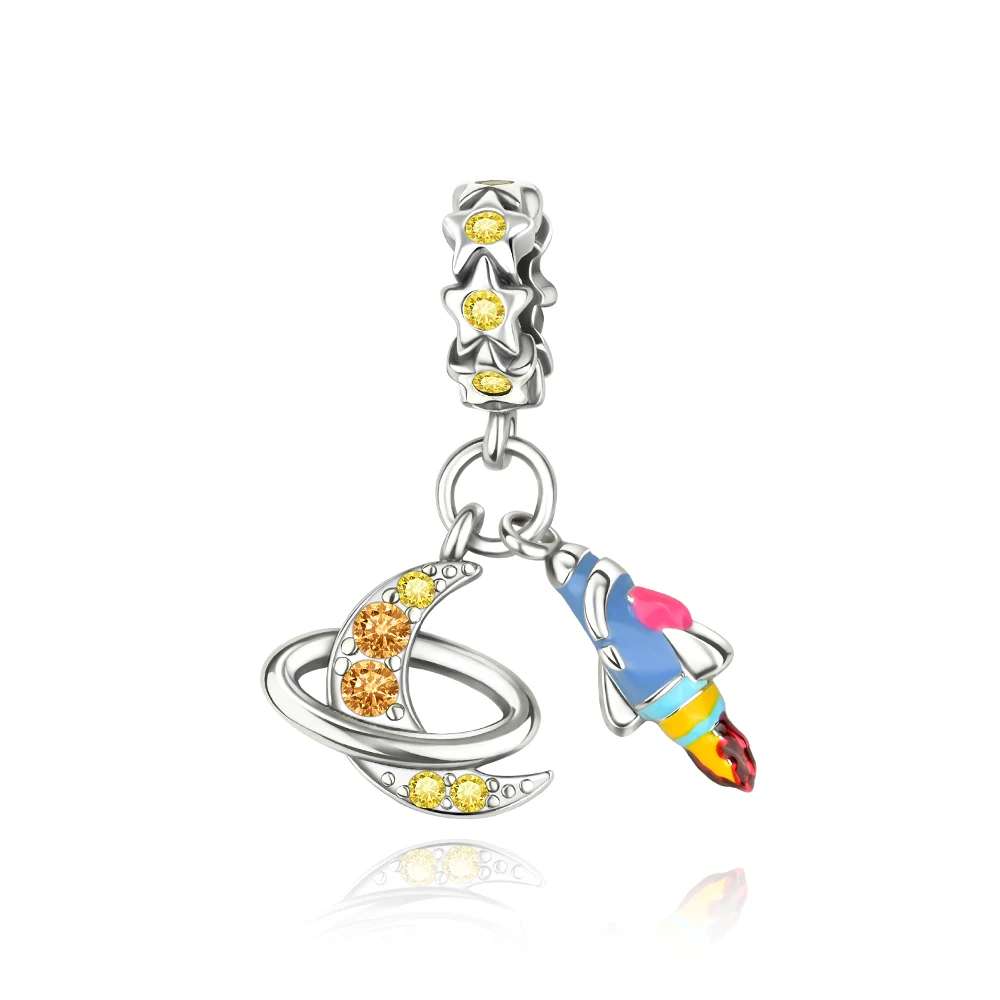

Danturn 925 Sterling Silver Original Beads Rocket Dangle Charm fit Snake Chain Bracelet Fashion Women Jewelry Making