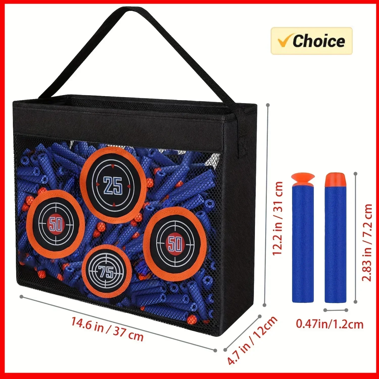 حقيبة شبكية لتخزين ألعاب الهدف لممارسة الرماية المحمولة متوافقة مع ناسف سلسلة Nerfs Darts Kids 6+ Nerfs N-Strike Elite #2