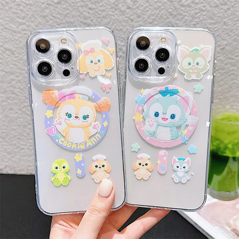 INS Disney Cartoon CookieAnn Gelatoni for iPhone 11 12 13 14 15 Pro Max Plus Magnetic Magsafe Wireless Charge Back Protect Case