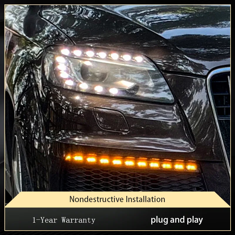 Head Lamp for Audi Q7 2006-2015 Headlights LED Dynamic Front Light Projector Lens DRL Animation Automotive Accessories