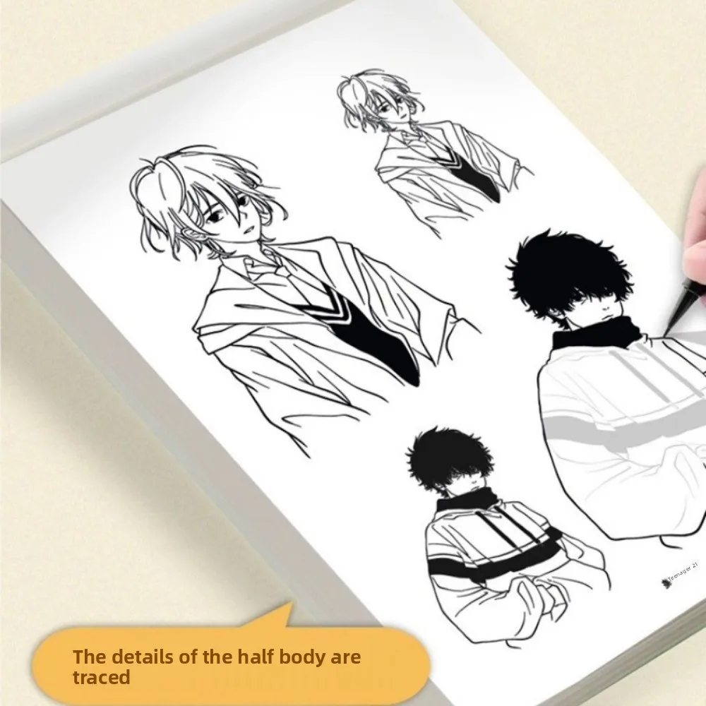 Anime Line Art Draw Book for Beginners - 48 Pages of Simple Hand-Drawn Outlines for Tracing & Practice Painting