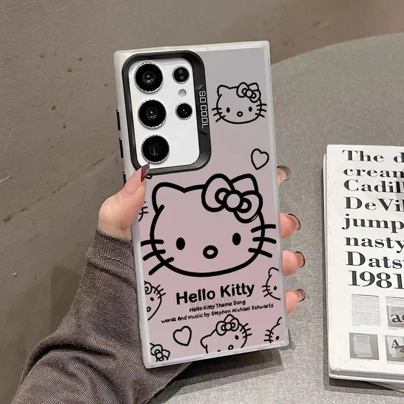 Hello Kitty Line Phone Case for GalaxyNote20 20Ultra S21 S23 S22 S20 S24 Plus S20 S23 S22 S21 S24 S23 Ultra S20 S23 S21 FE