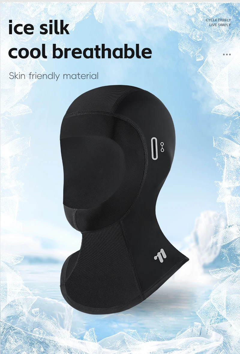 WEST BIKING Ice Silk Full Face Balaclava UPF50+Sun Protection Neck Guard Cycling Mask Breathable Quick Dry Headgear with Glasses