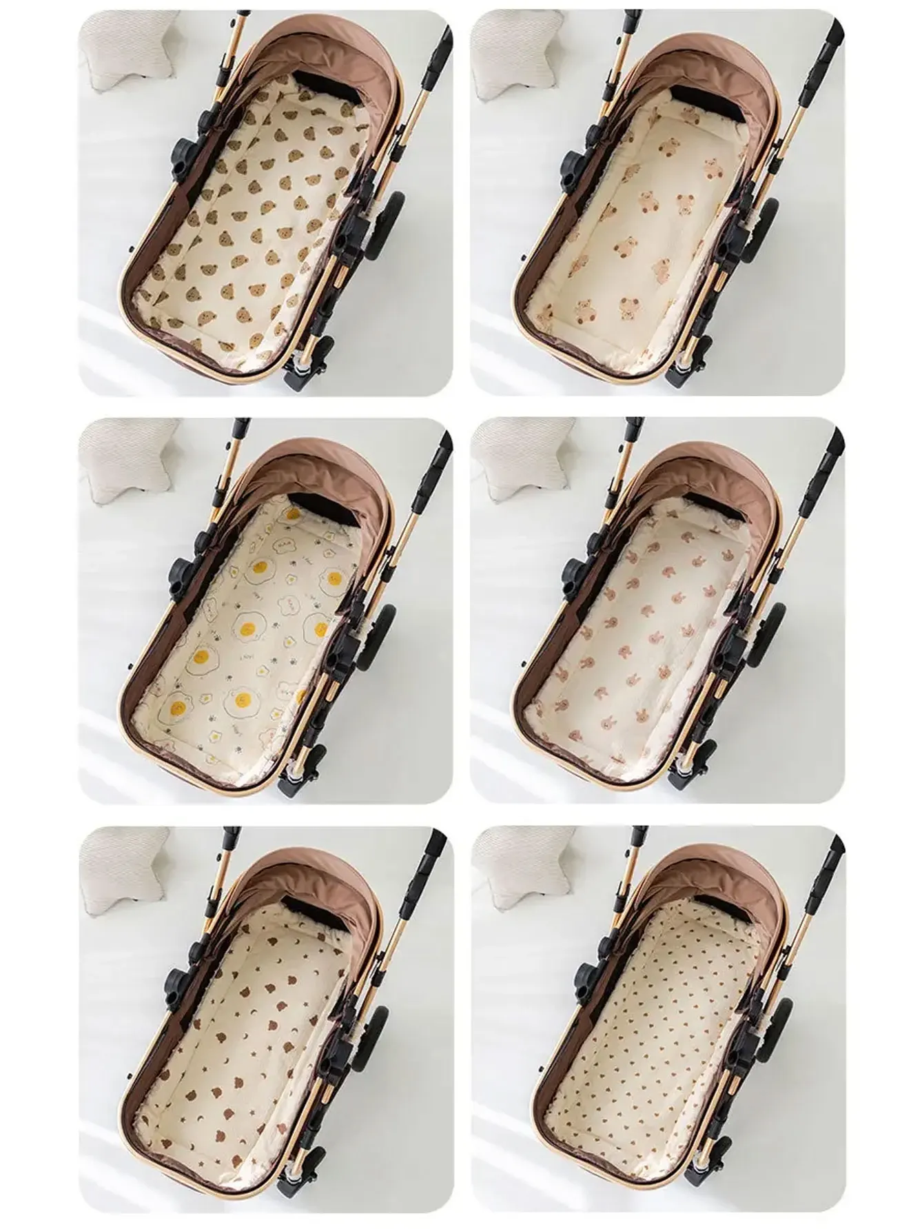 Weiches und bequemes Baby Walking Dickes Cartoon Bär Kinderwagen Kissen Baumwolle Schultergurt Kinderwagen Kissen – Detail 9