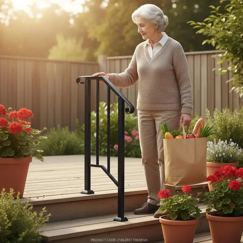 

Matte Black Deck Rail Durable Non Slip Surface Safety Handrail With Fall Protection For Patio Balcony Outdoor Stairs Use
