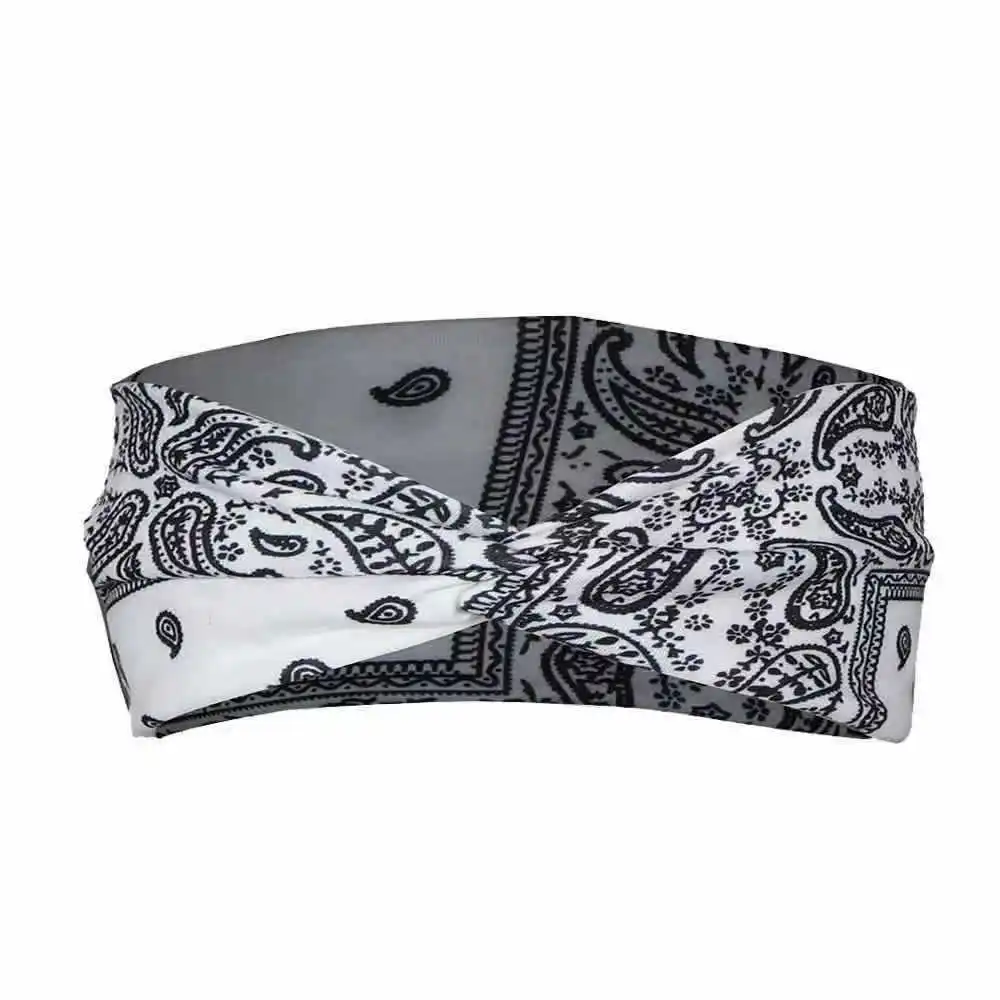 

1pc Women's Headband, Bohemian Ethnic Style Sports Headband, Cashew Flower Elastic Knotted Cross Headband