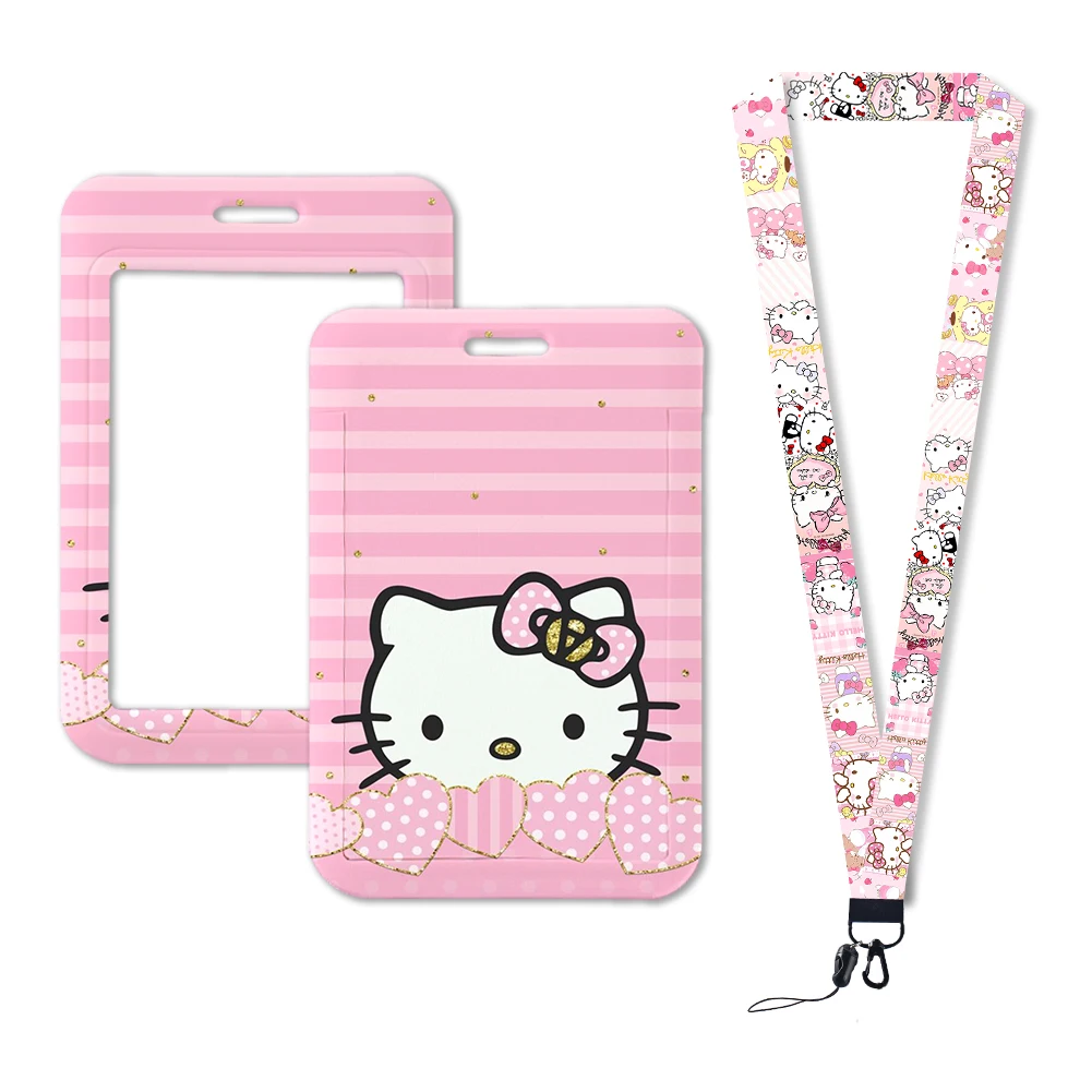 Sanurgente-Porte-carte en plastique Hello Kitty, porte-clés en PVC, carte de travail, accès aux bus, étudiant, mignon, à vendre