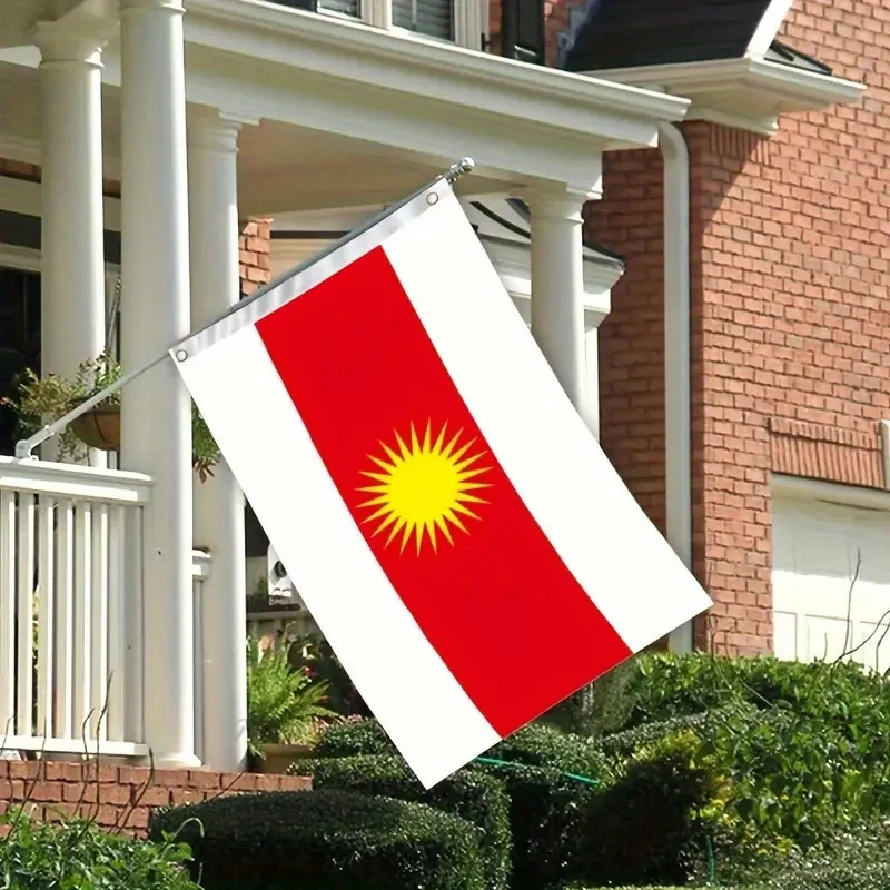 1pc Yazidi Banner Flag, 3X5Ft Polyester Decorative Flag, Single-Sided Printed, Durable for Outdoor Lawn, Garden and Walkway