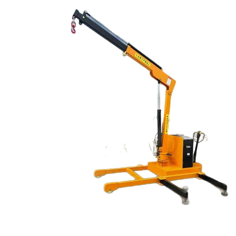 Small mobile crane, hydraulic electric 1-ton 2-ton rotary lifting simple household vehicle-mounted telescopic crane