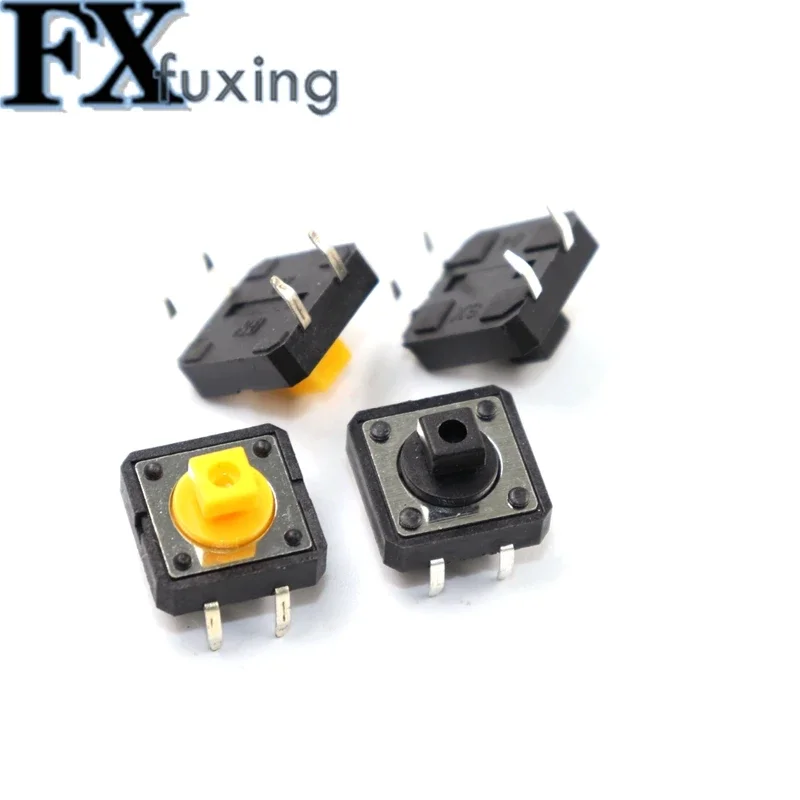 50PCS 12x12x7.3 mm Tactile Switches Square Push Button Tact Switch 12*12*7.3 mm Micro switch B3F-4055 12*12*7.3mm Black Yellow