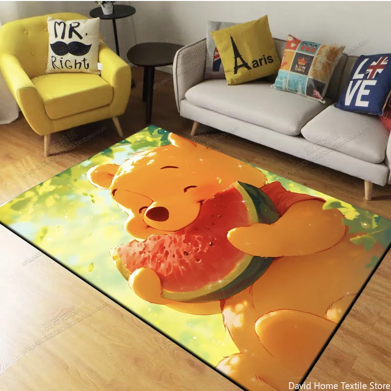 Cartoon Winnie the Pooh Area Carpet for Children Living room Bedroom floor Rug  Round Carpet Children's Bedroom Mat Decoration