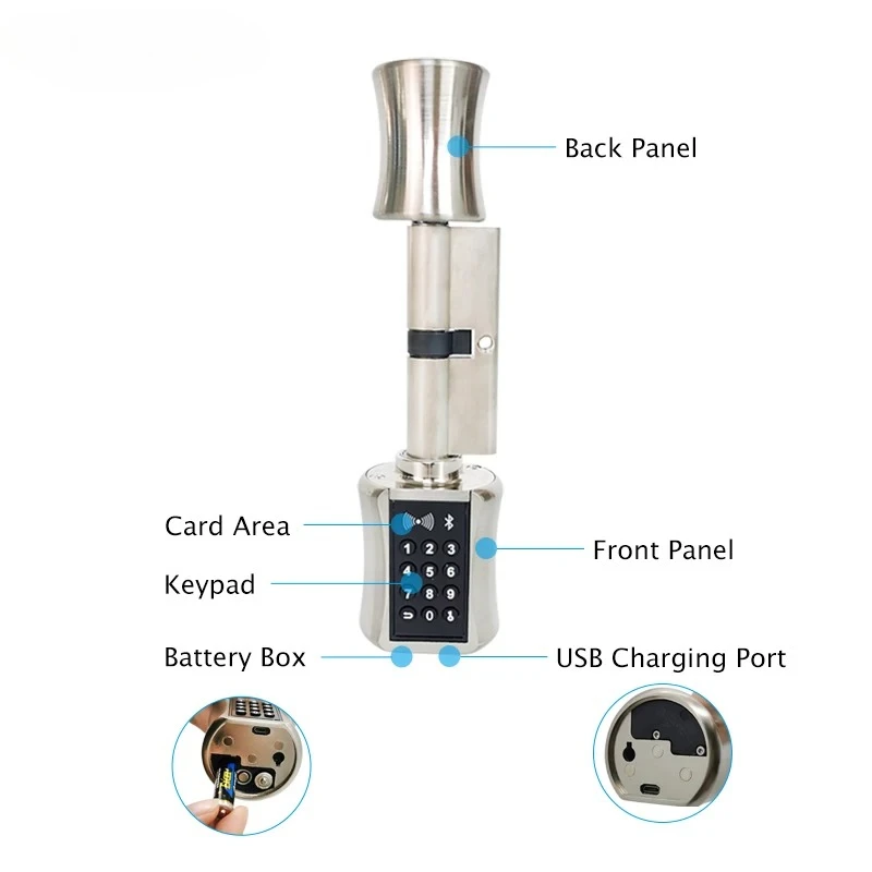 EGFirtor TTlock Bluetooth Smart Cylinder Lock Security Wireless Electronic Digital APP Keypad Code RFID Card Keyless Lock