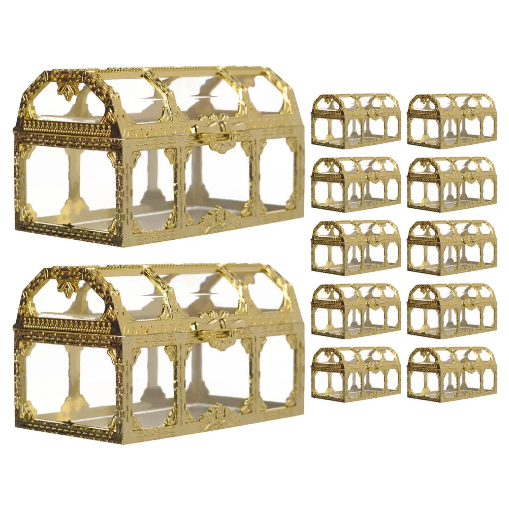 

12 Pcs Plastic Candy Box Treasure Chest Containers Packaging Boxes Party Favors Wedding Supplies Mini