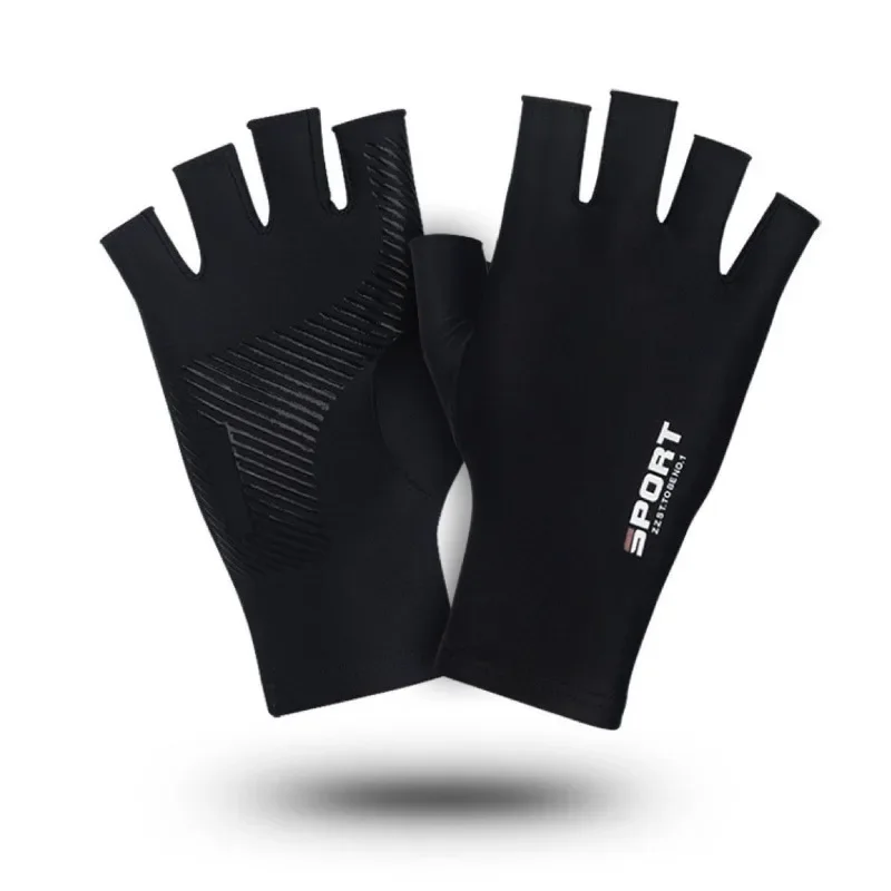 Ice Silk for Half Finger Cycling Exercise Fitness Men Miss Finger Driving High Elastic Comfortable Sunscreen Gloves Work Gloves