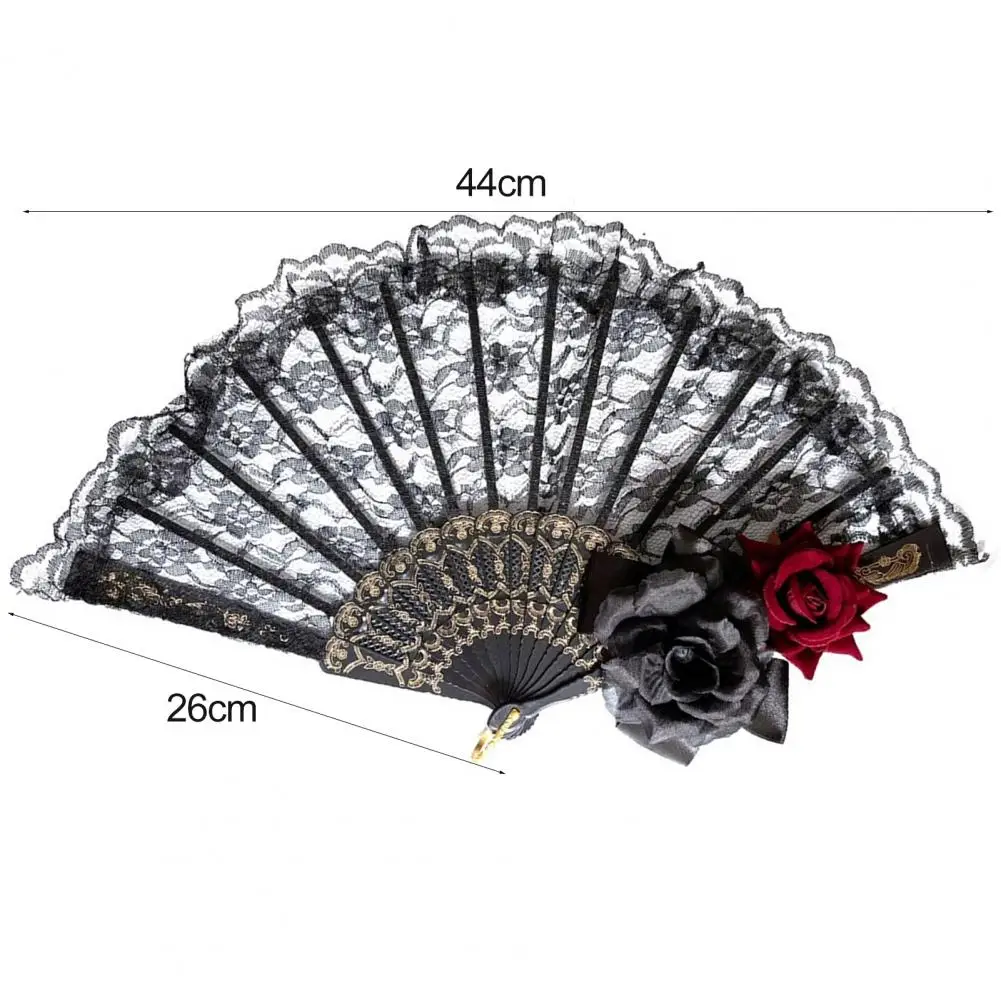 Floral Lace Foldable Fan Folding Lace Fan Vintage Floral Lace Folding Fan European Cosplay Tea Party Hand Held for Women