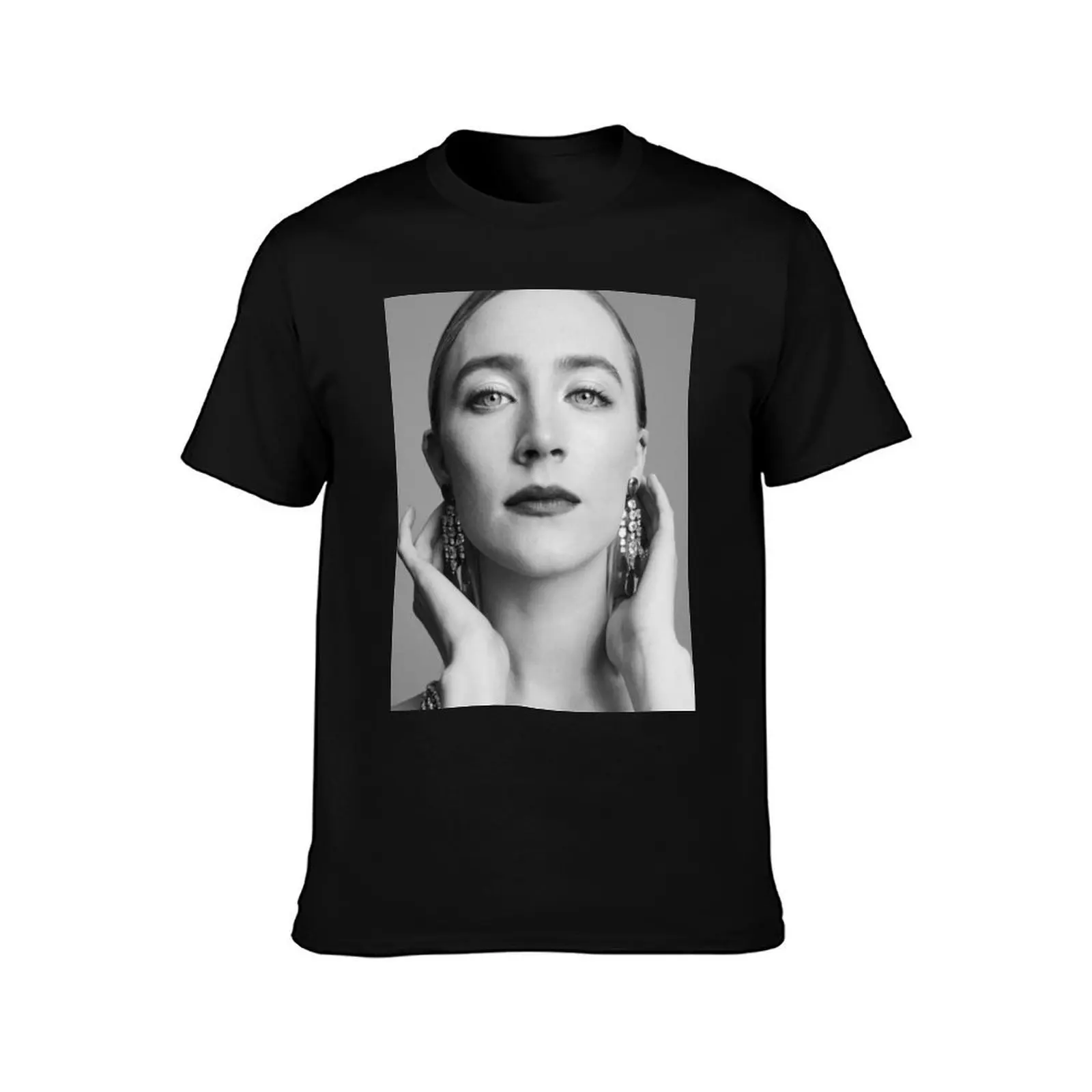 saoirse ronan T-Shirt, Summer Casual Cotton Tee, Oversized Streetwear Tops, Vintage Graphic Print, Loose Fit Short Sleeve