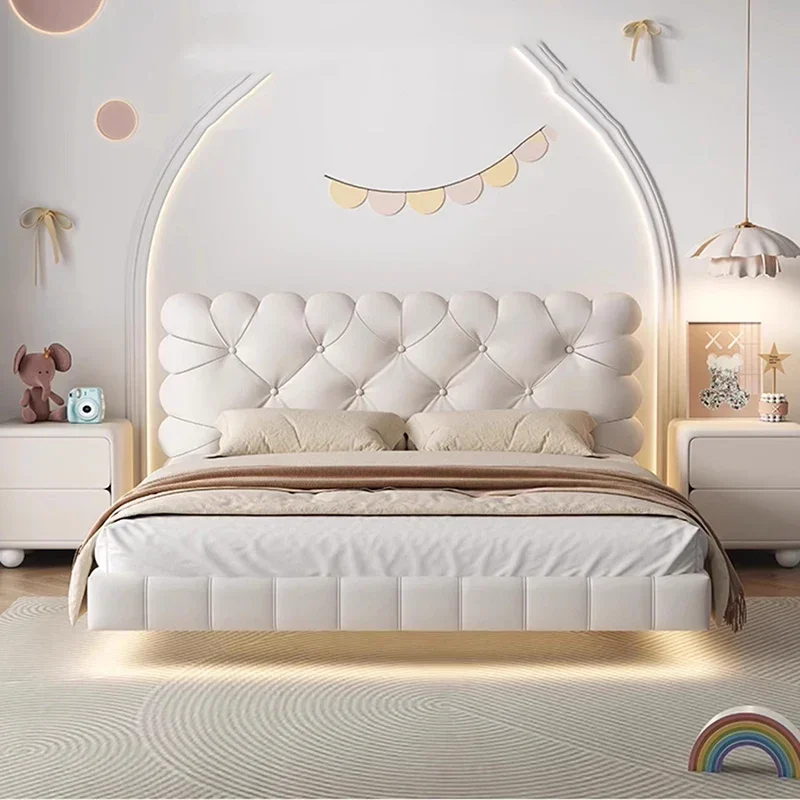 

Кожаная массажная кровать для сна, плавающий дизайн, человеческая собака, двуспальная кровать размера «king-size» для девочек, королева, европейская мебель для гостиной Cama